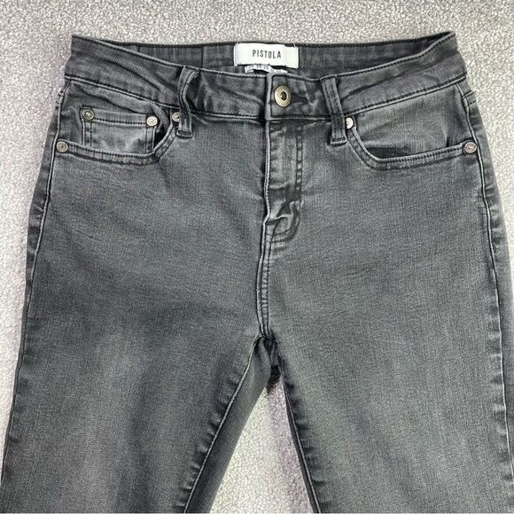 Pistola Jeans Women’s 26* Black Wash Skinny Leg Low Rise Frayed Hem Stretch - Picture 3 of 16